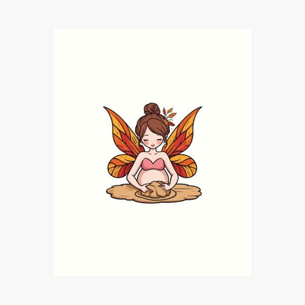 Item preview, Cute Pregnant Autumn Fairy Woman Kneading Dough designed and sold by KireiCanvas.