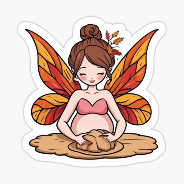 Item preview, Cute Pregnant Autumn Fairy Woman Kneading Dough designed and sold by KireiCanvas.