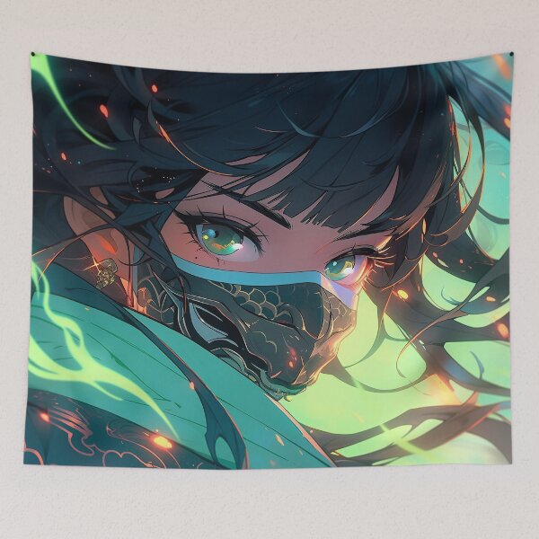 Item preview, Mysterious Emerald Assassin Anime Girl designed and sold by bubblegoth.