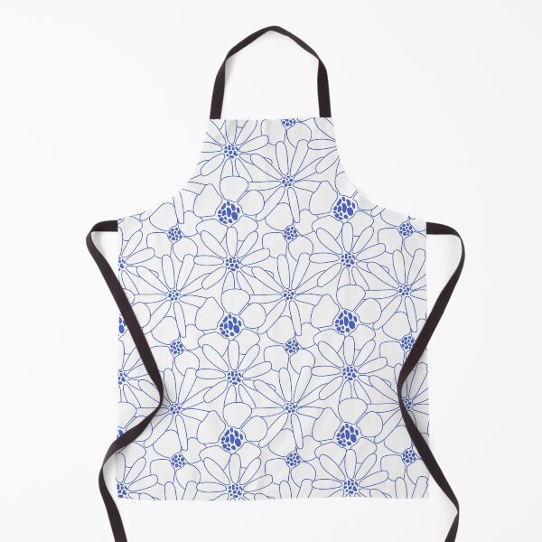Artikelvorschau, Blaues Blumenumrissmuster | Modernes botanisches Design entworfen und verkauft von anisgott.