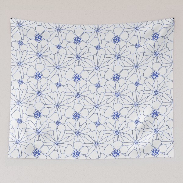 Item preview, Blue Floral Outline Pattern | Modern Botanical Design designed and sold by anisgott.