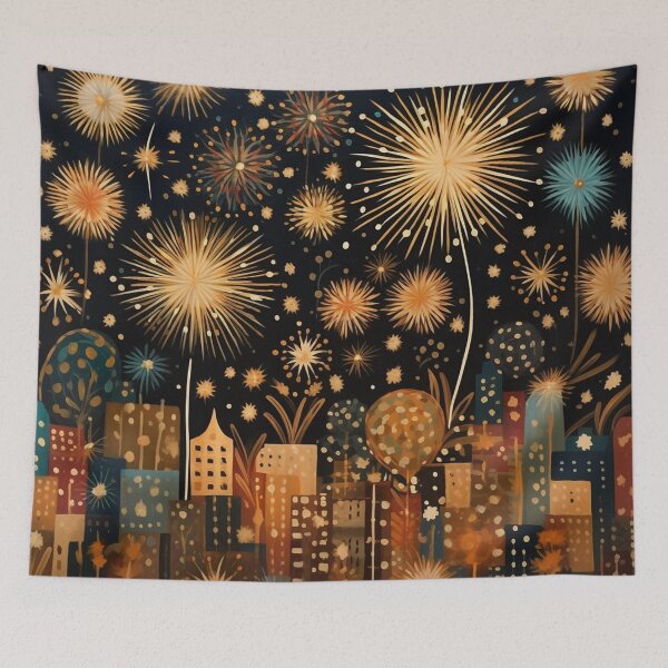 Artikelvorschau, Funkelndes goldenes Stadtfeuerwerk entworfen und verkauft von Neika Shimm Designs.