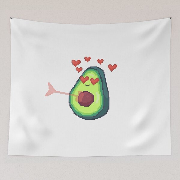 Item preview, pixel art of kawaii avocado arrowed by cupid with a heart arrow victim of love love spell designed and sold by ZerpaGiovanna.