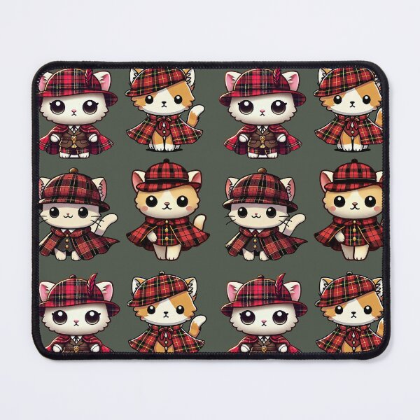 Item preview, 4 Stickers Kawaii Kittens Wearing Tartan Capes and Hats designed and sold by Kawaiidiss.