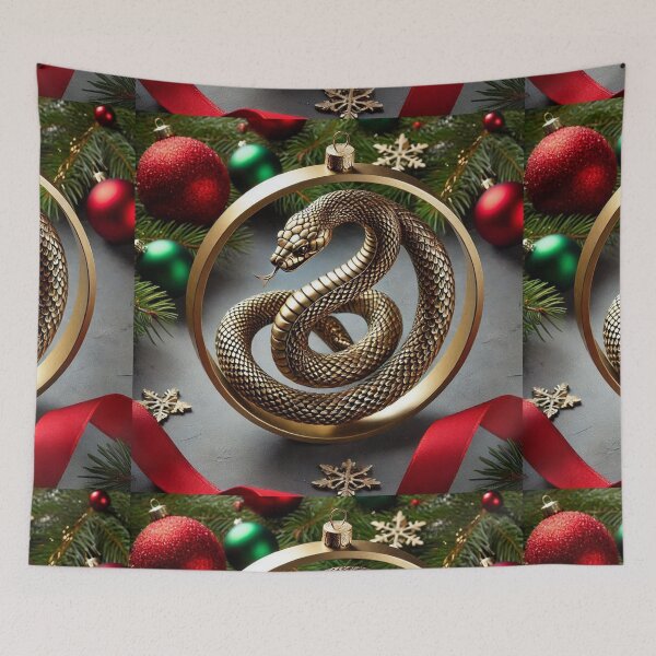 Item preview, Luxurious Christmas Wreath with Golden Snake designed and sold by Sadia  Jannat.