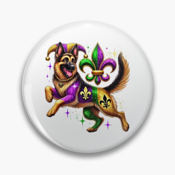 Item preview, German Shepherd Mardi Gras Design - Glittery Jester Hat & Fleur-de-Lis designed and sold by BlankCanvasHaHa.