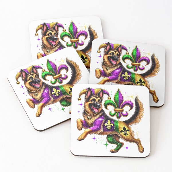 Item preview, German Shepherd Mardi Gras Design - Glittery Jester Hat & Fleur-de-Lis designed and sold by BlankCanvasHaHa.