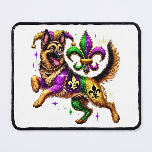 Item preview, German Shepherd Mardi Gras Design - Glittery Jester Hat & Fleur-de-Lis designed and sold by BlankCanvasHaHa.