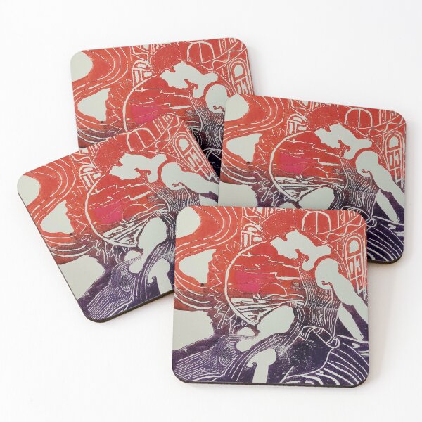 Item preview, "Ease" Block Print Reverse Sunset Ombre designed and sold by TrippyArtLMT.