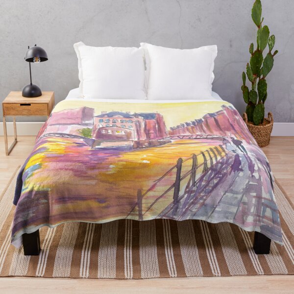 Item preview, Golden Twilight Over Hamburg Historic Speicherstadt Canals designed and sold by artshop77.