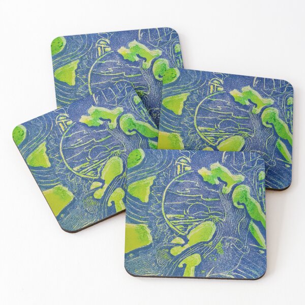 Item preview, "Ease" Block Print Neon Green designed and sold by TrippyArtLMT.