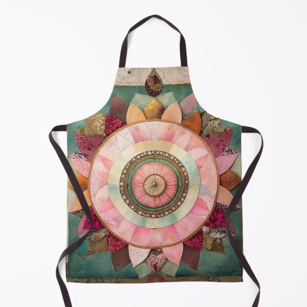 Item preview, A beautiful collage mandala with pink and green tones, featuring an intricate design in the center of a large flower in a tapestry designed and sold by celiacreatec.