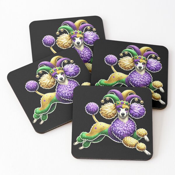 Item preview, Festive Mardi Gras Poodle Design - Glitter Jester Hat & Vibrant Colors designed and sold by BlankCanvasHaHa.