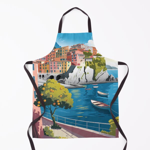 Item preview, Amalfi Coast Colorful Cliffside Village with Boats and Orange Tree designed and sold by AHMEDMAMADO.