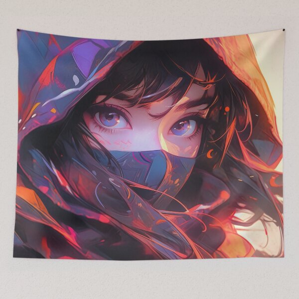 Item preview, Fierce Hooded Assassin Anime Girl designed and sold by bubblegoth.