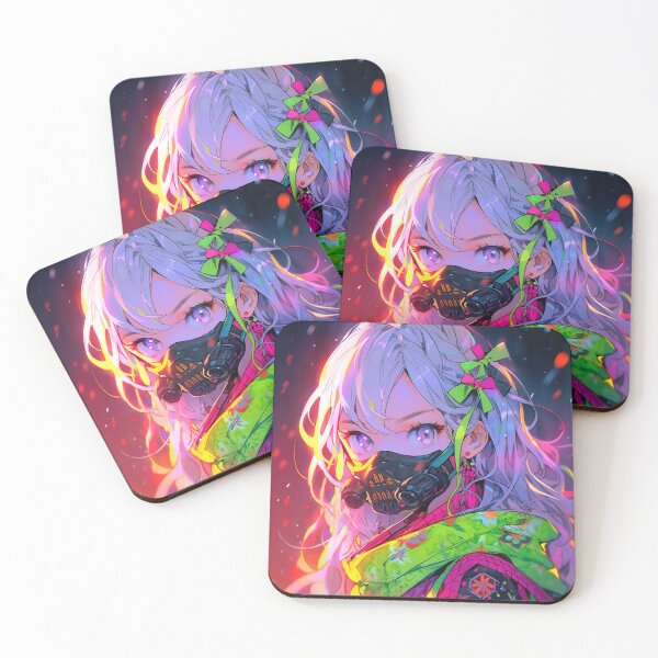 Item preview, Neon Cyberpunk Mask Anime Girl designed and sold by bubblegoth.
