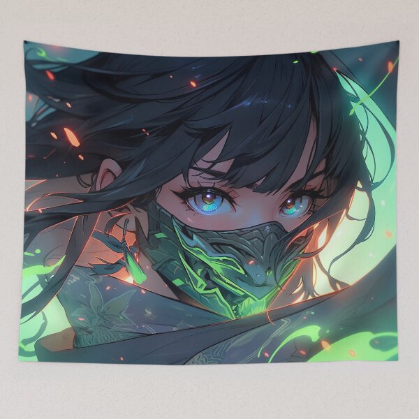 Item preview, Emerald Flame Warrior Anime Girl designed and sold by bubblegoth.