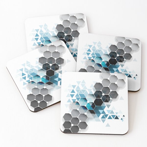 Item preview, futuristic black and blue hexagons designed and sold by WelSol.