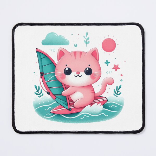 Item preview, Cute pink cat windsurfing designed and sold by nicnacc.