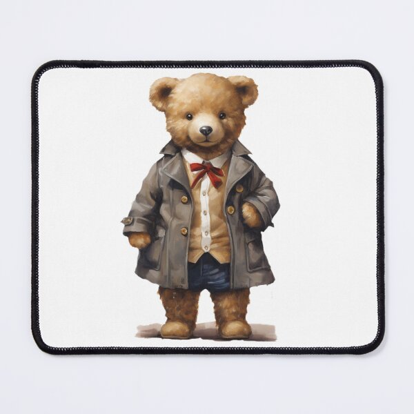 Item preview, Painted Artwork of a Cute Teddy Bear in a Raincoat and Bow Tie designed and sold by CuteopiaGallery.