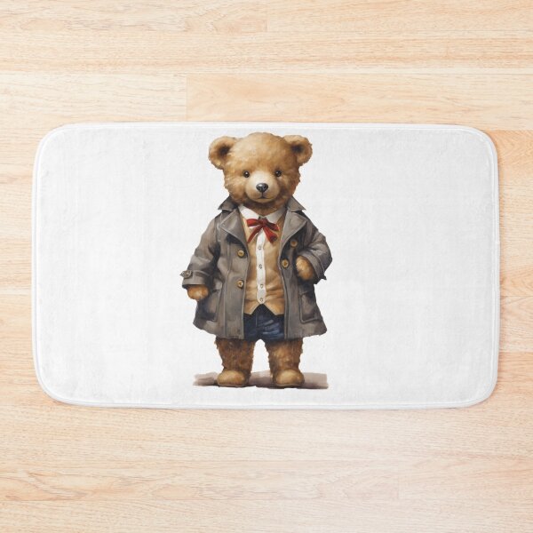 Item preview, Painted Artwork of a Cute Teddy Bear in a Raincoat and Bow Tie designed and sold by CuteopiaGallery.