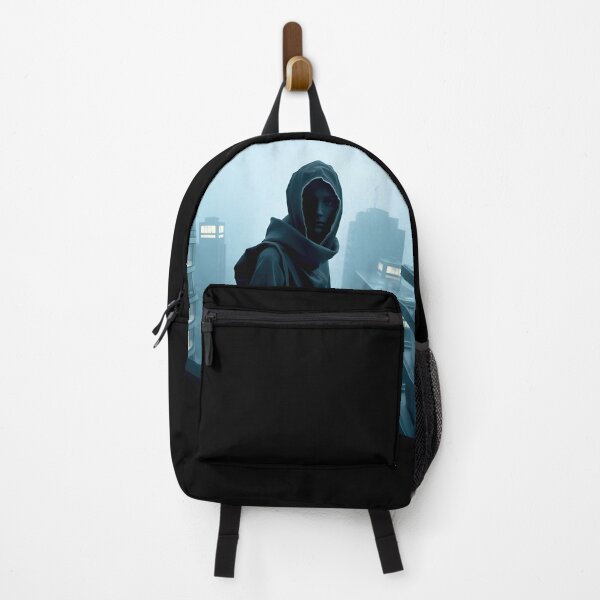 Item preview, Mysterious Hooded Figure in a Foggy Urban Skyline designed and sold by QPTheeArtist.