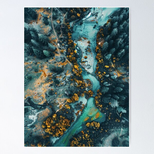 Item preview, River in forest drone photo - Landscape photo designed and sold by TheArtistOf2022.