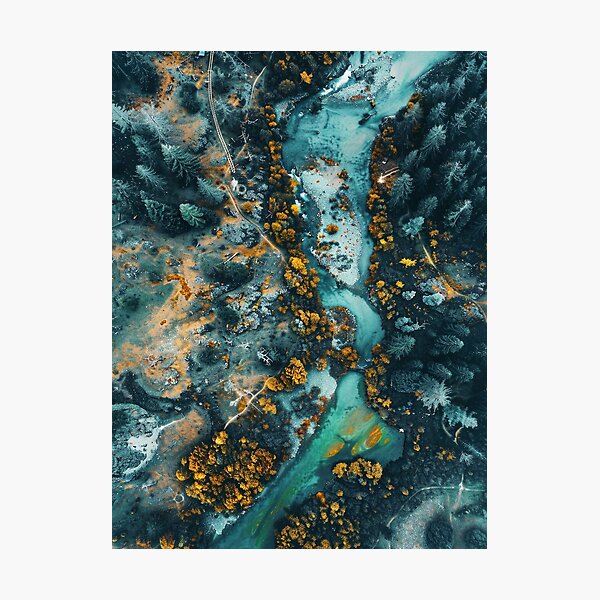 Item preview, River in forest drone photo - Landscape photo designed and sold by TheArtistOf2022.
