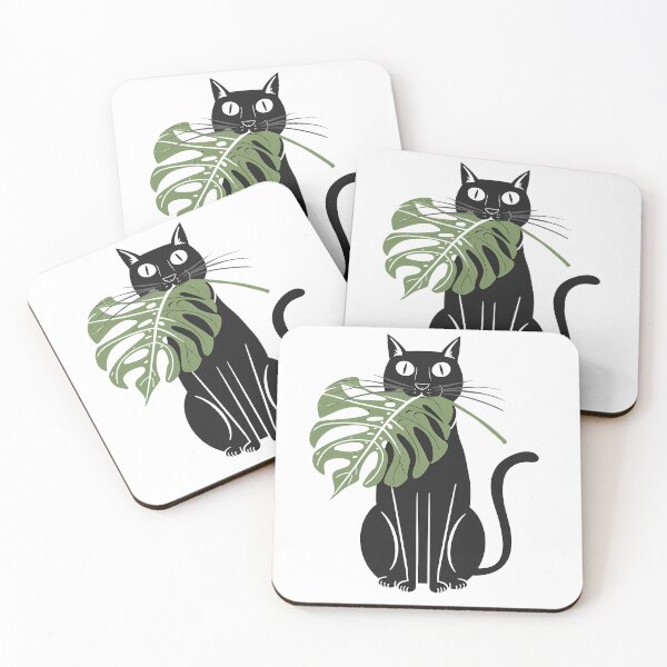 Item preview, Black cat eats a plant designed and sold by Dot1001.