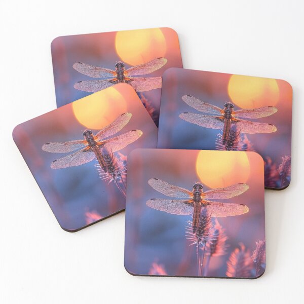 Item preview, Dragonfly on flower at sunrise - Nature photo designed and sold by TheArtistOf2022.