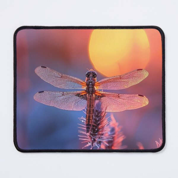 Item preview, Dragonfly on flower at sunrise - Nature photo designed and sold by TheArtistOf2022.