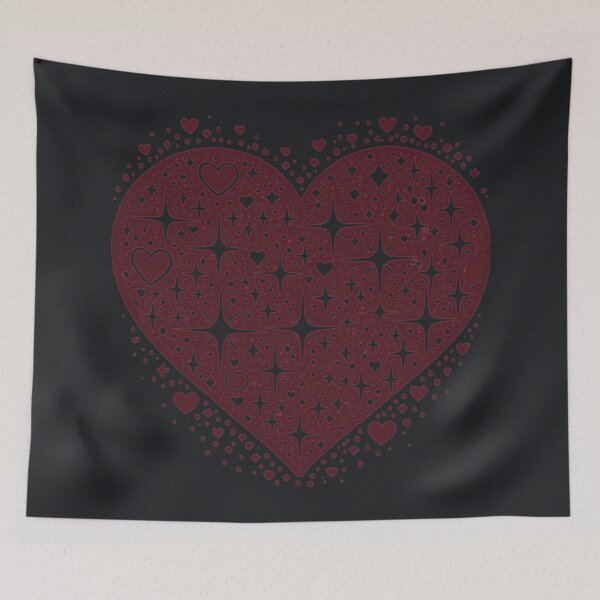 Item preview, Sparkling Heartburst Design (Deep Red on Dark Grey) designed and sold by LyssasMindArt.