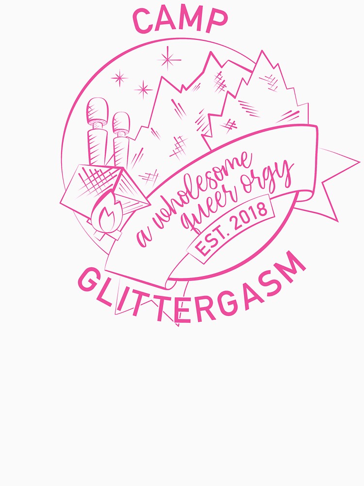 Thumbnail 3 of 3, Baseball ¾ Sleeve T-Shirt, Camp Glittergasm Logo (Pink) designed and sold by Glittergasm.