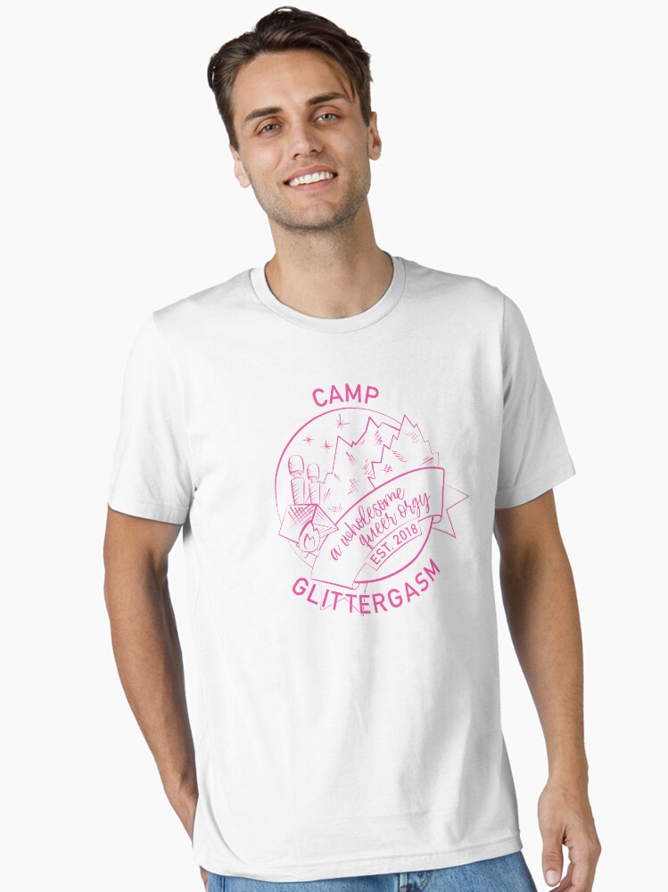 Thumbnail 1 of 7, Essential T-Shirt, Camp Glittergasm Logo (Pink) designed and sold by Glittergasm.