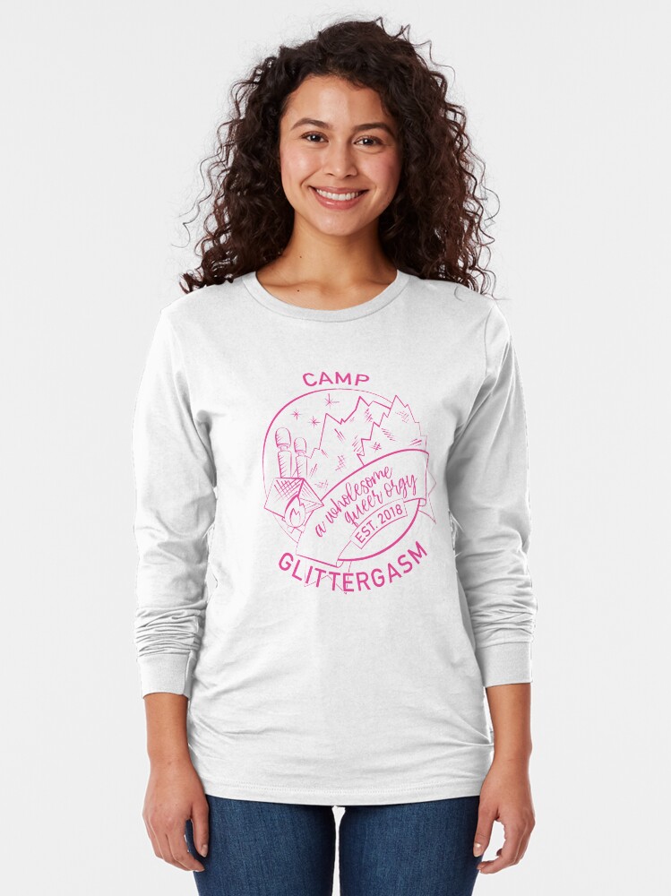 Thumbnail 2 of 5, Long Sleeve T-Shirt, Camp Glittergasm Logo (Pink) designed and sold by Glittergasm.