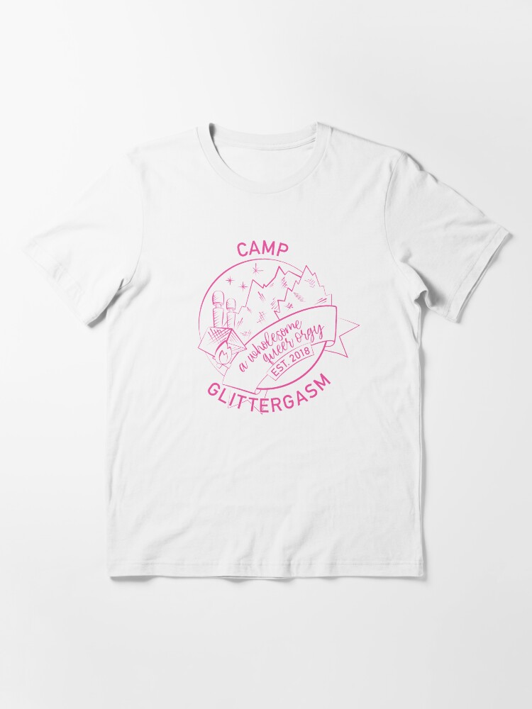 Thumbnail 3 of 7, Essential T-Shirt, Camp Glittergasm Logo (Pink) designed and sold by Glittergasm.