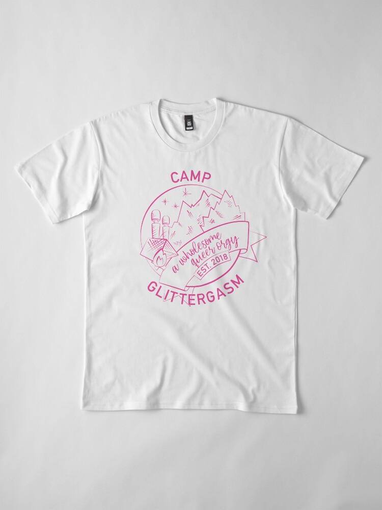 Thumbnail 4 of 6, Premium T-Shirt, Camp Glittergasm Logo (Pink) designed and sold by Glittergasm.
