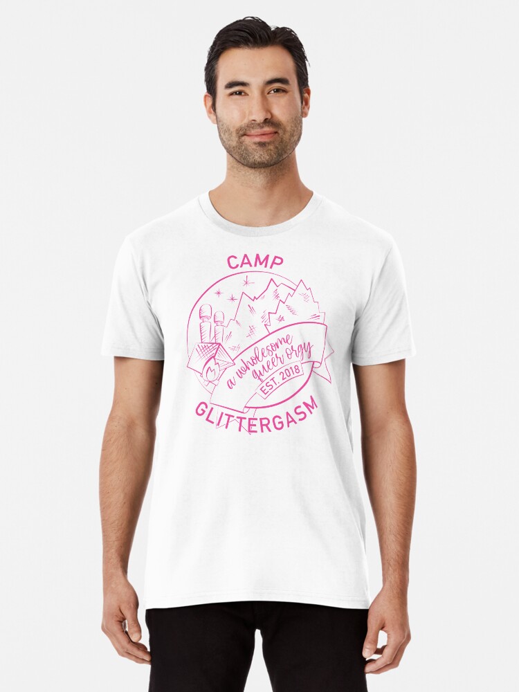 Thumbnail 1 of 6, Premium T-Shirt, Camp Glittergasm Logo (Pink) designed and sold by Glittergasm.