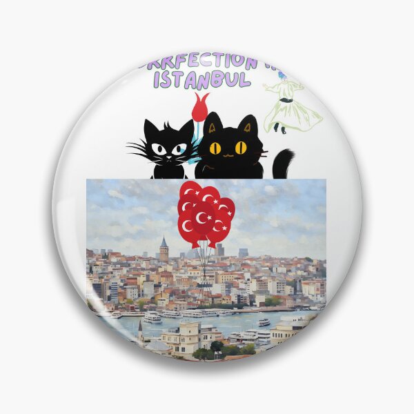 Item preview, Purrfection in Istanbul ,two black cats and city  designed and sold by wallartofmio.