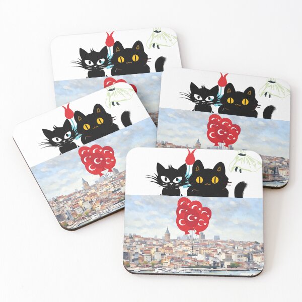 Item preview, Purrfection in Istanbul ,two black cats and city  designed and sold by wallartofmio.