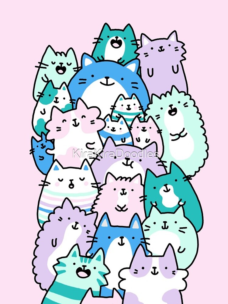 Pastel Pile Of Cats by KiraKiraDoodles