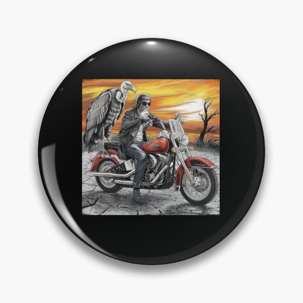Item preview, Motorcycle Rider with Vulture in Desert Sunset Scene designed and sold by love3617.