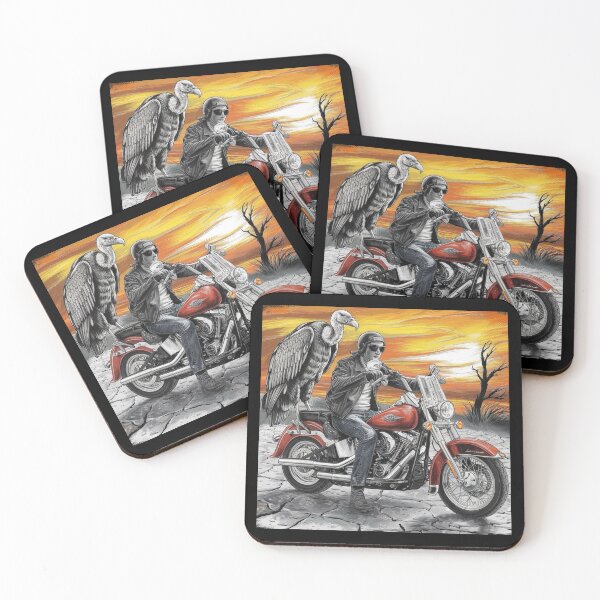 Item preview, Motorcycle Rider with Vulture in Desert Sunset Scene designed and sold by love3617.