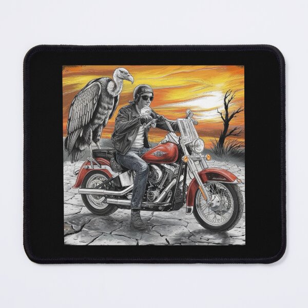 Item preview, Motorcycle Rider with Vulture in Desert Sunset Scene designed and sold by love3617.