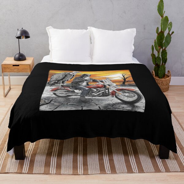 Item preview, Motorcycle Rider with Vulture in Desert Sunset Scene designed and sold by love3617.
