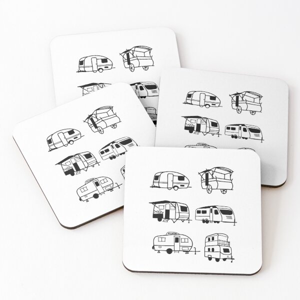 Item preview, Caravanas retro: arte sencillo en blanco y negro designed and sold by RM-Journey.