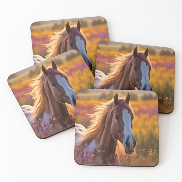 Item preview, A majestic horse with a flowing mane stands in a vibrant field designed and sold by InezPhotography.