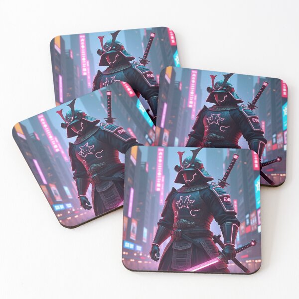 Item preview, Futuristic samurai warrior in neon designed and sold by WelSol.