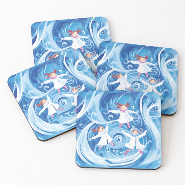 Item preview, A design features a group of children twirling through gusts of a frosty breeze, dressed in bright white winter coats and scarves. designed and sold by HEMRO.