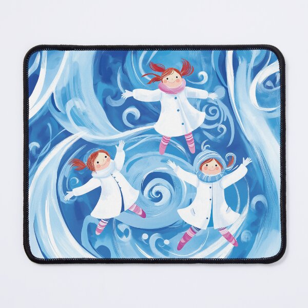 Item preview, A design features a group of children twirling through gusts of a frosty breeze, dressed in bright white winter coats and scarves. designed and sold by HEMRO.